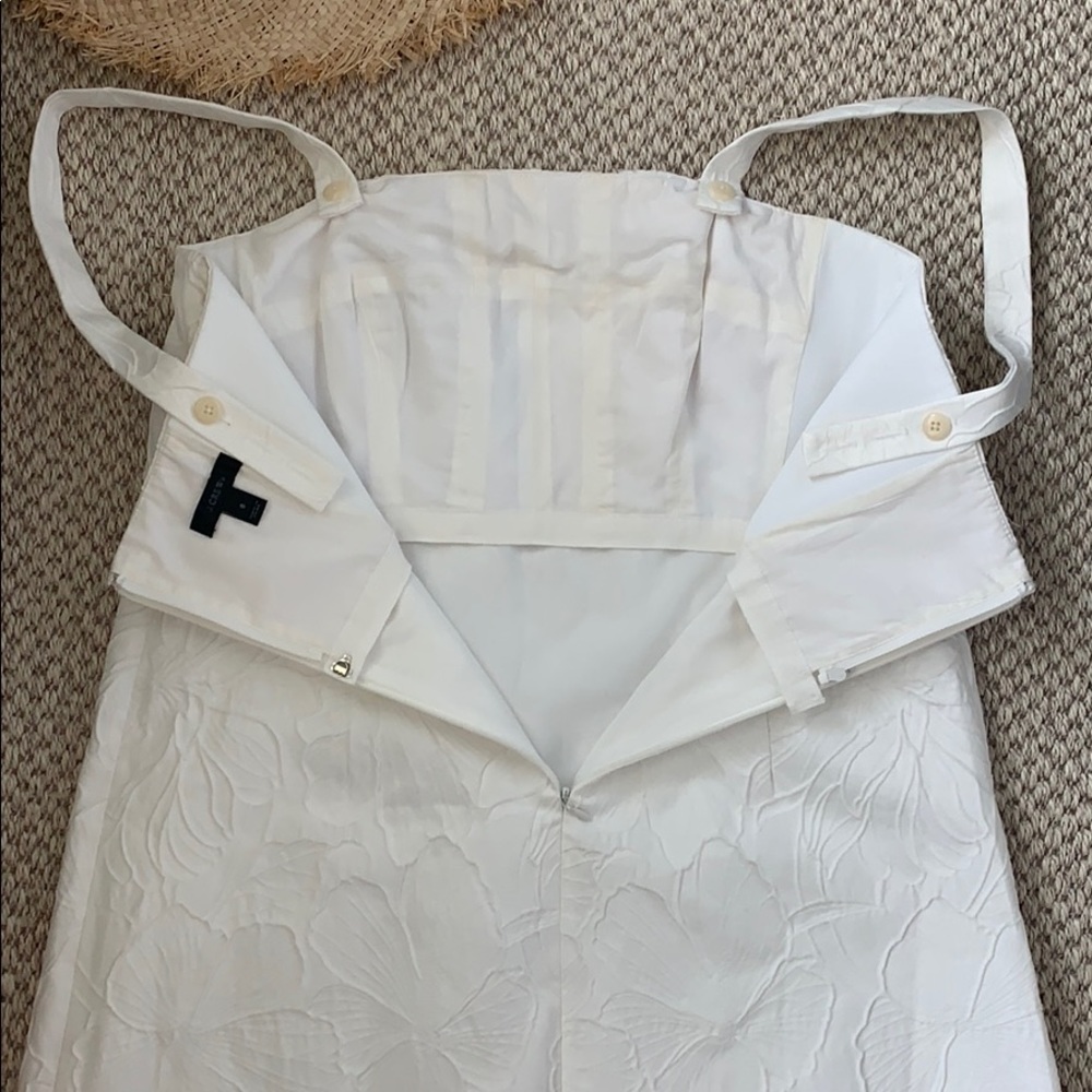 JCREW Party White Embossed Floral Dress 8 - Picture 12 of 15